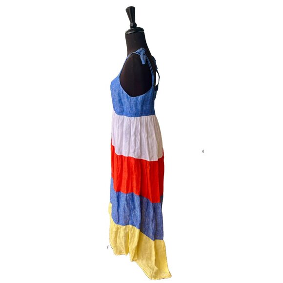 NWT Joie 100% Linen Colorblock Striped Maxi Dress Multi Eugenia Size M - Picture 3 of 14